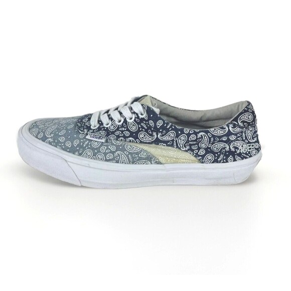 Vans Ultra Cush Lace Up Sneakers Blue Gray paisley white soles Womens 10.5 - Picture 4 of 15